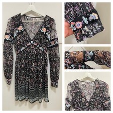 Free People Blossom floral Embroidered Tiered flare Dress Closer to the heart 0