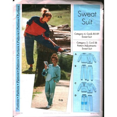 Vintage 90s Sewing Step-By-Step Sweat Suit Pattern Hoodie Joggers XS-XL UNCUT