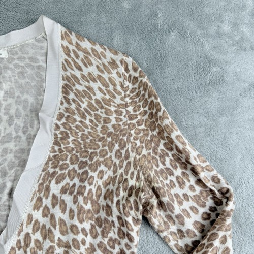Banana Republic Cardigan Womens XS Cream Brown Leopard Print Knit Long Sleeve - Picture 7 of 15
