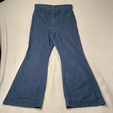 VTG 1969 Navdungaree Bellbottom Flare US Navy Sailor Utility Jeans Size 34x32.5