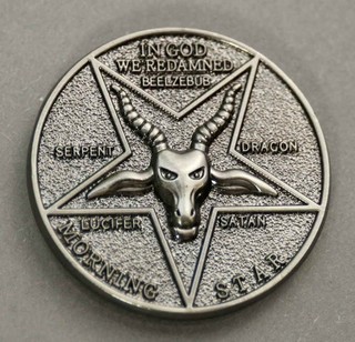 Medaille GUT & BÖSE JESUS Christus vs BAPHOMET Satan MORNING STAR 35mm silver