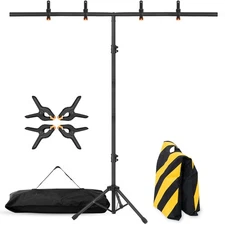 T-Shape Portable Backdrop Stand Kit 6.5x3.2ft with Clamps Carry Bag