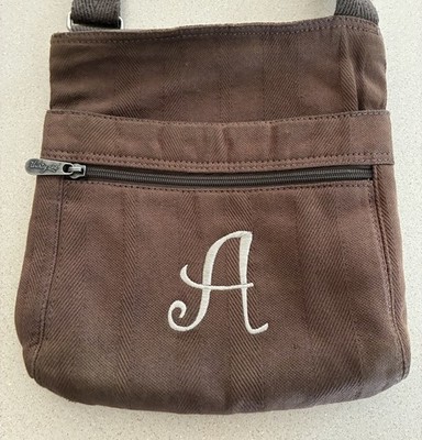 Thirty-one Brown Crossbody Messenger Bag Monogram  A .  10  Wide X 11  Long