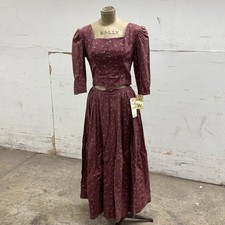 Vintage 50s does 1880s Victorian Burgundy Red Cotton Prairie Gown Film Costume