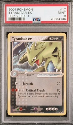 2004 Pokemon Pop Series 1 Tyranitar ex 17/17 Non Holo Rare PSA 9
