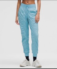 Lululemon Dance Studio Mid-Rise Jogger Lined Washed Blue Size 14 Square Dot