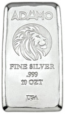 10 oz Silver Bar 999 Standard -The King -Adamo Metals 83.57 per troy oz