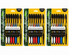 3 Pack 2x8 Charcoal Infused Toothbrushes Bamboo Charcoal Soft 48 Toothbrushes