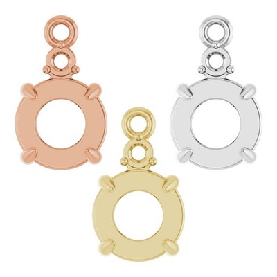 10K 14K 18K Gold, Platinum & Silver 6 mm Round Accented Cabochon Dangle