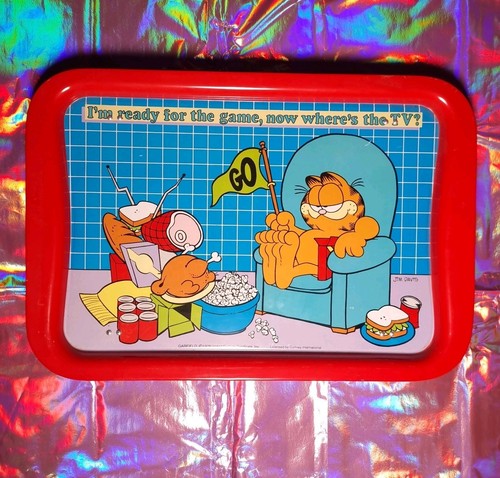 Rare Garfield TV Tray 1978 Metal United Feature Syndicate with Legs Vintage