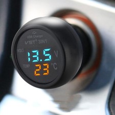 3 in 1 Termometro per Auto Voltmetro LED, Digitale Termometro Caricabatteria Da 