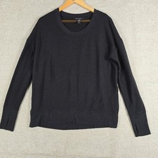 Athleta Coaster Luxe Sweatshirt Black Modal Blend Thumbhole Pullover Womens M