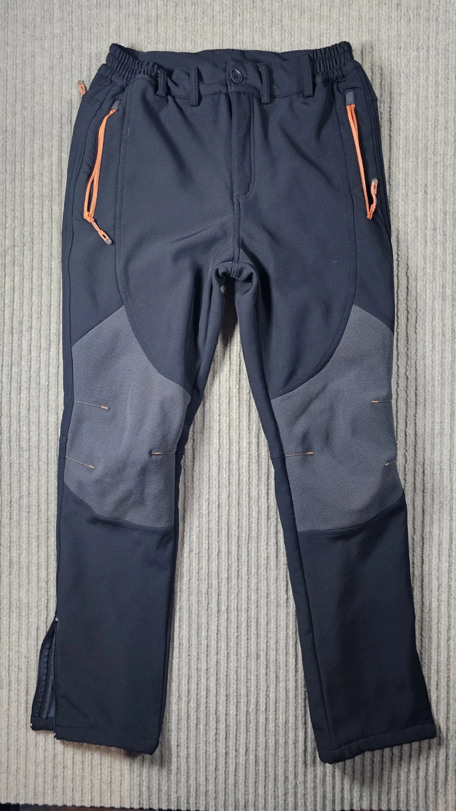 Gash Hao Pants Mens 30x30 Black Softshell Fleece Lined Hiking Reinforced Snow