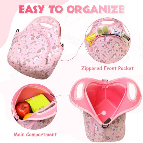 Lunch Bag for , Chasechic Cute Lightweight Neoprene Insulated Lunch Boxes Tot... - Picture 5 of 7