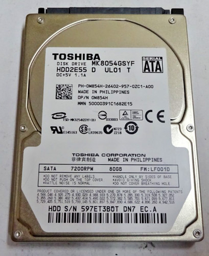 TOSHIBA ***MK8054GSYF *** 80 GB *** SATA HDD Notebook 2,5 Zoll #NFP1551