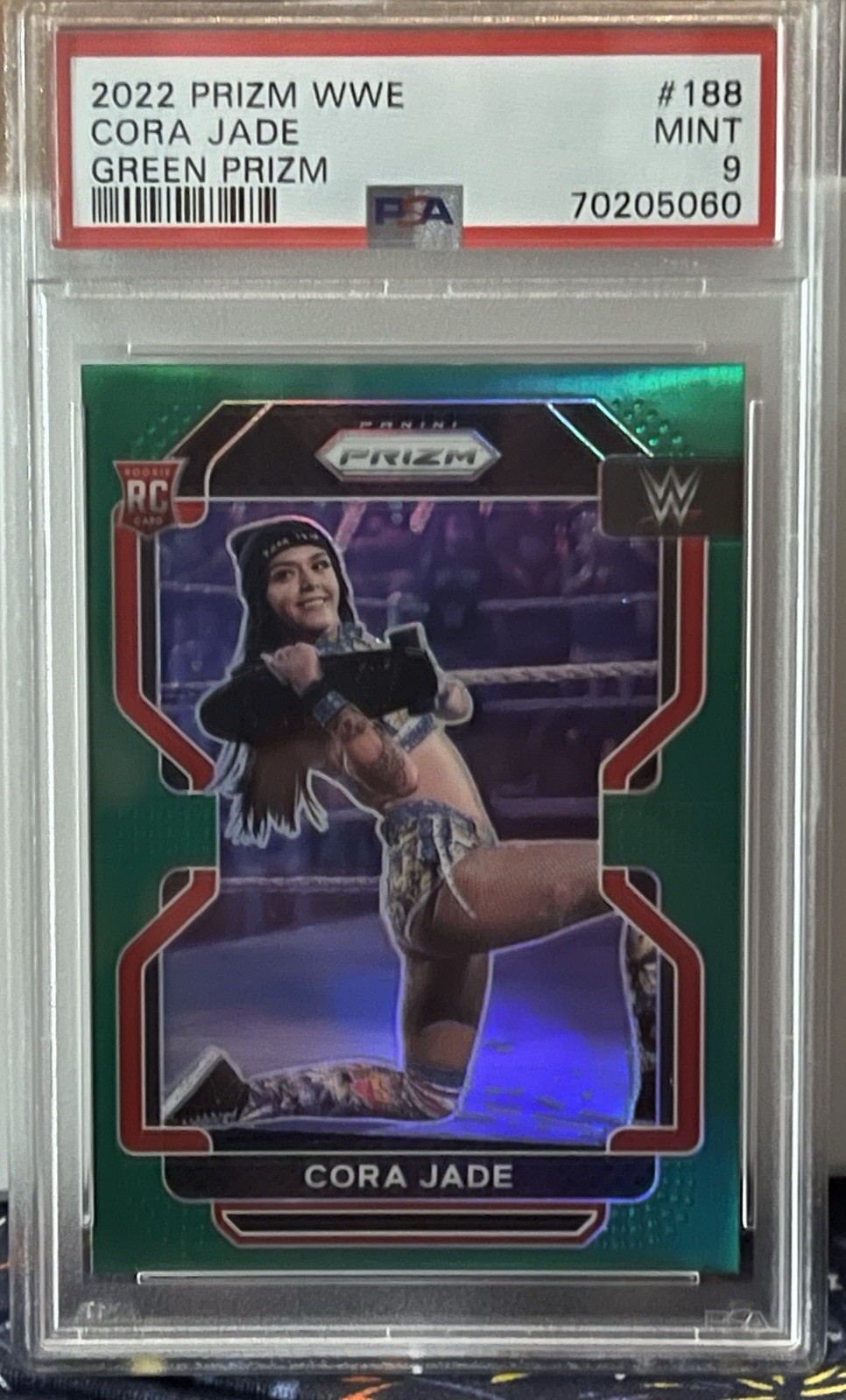 2022 Panini Prizm WWE - Cora Jade #188 Green Prizm (RC) - PSA MINT 9