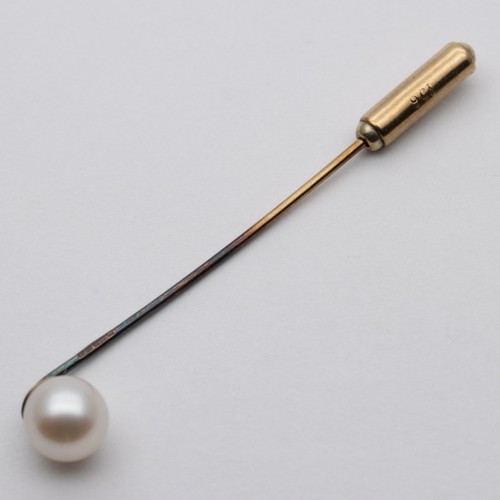 Vintage 9ct Gold Cultured Pearl Stick Pin - Picture 3 of 20