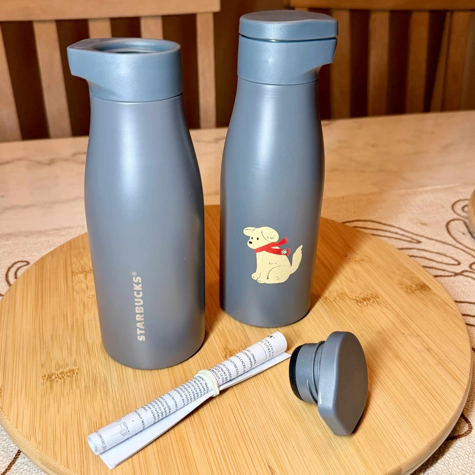 Vaso botella Starbucks x MiiR 2025 Holiday gris oscuro cachorro SS NUEVO CON ETIQUETAS Foto 3 de 3