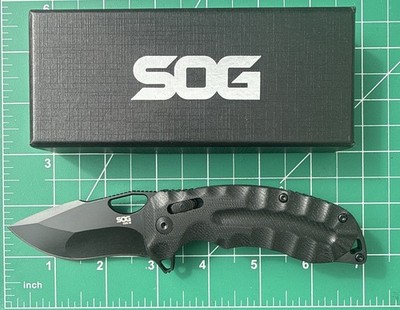 NIB SOG Kiku XR LTE Folding Knife 3  Black CTS-XHP Plain Blade A/O Pocket Knife