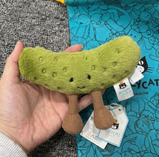 Jellycat Unique Green Sour Pickle Plush Keychain Funny Green Bag Charm Gift NWT