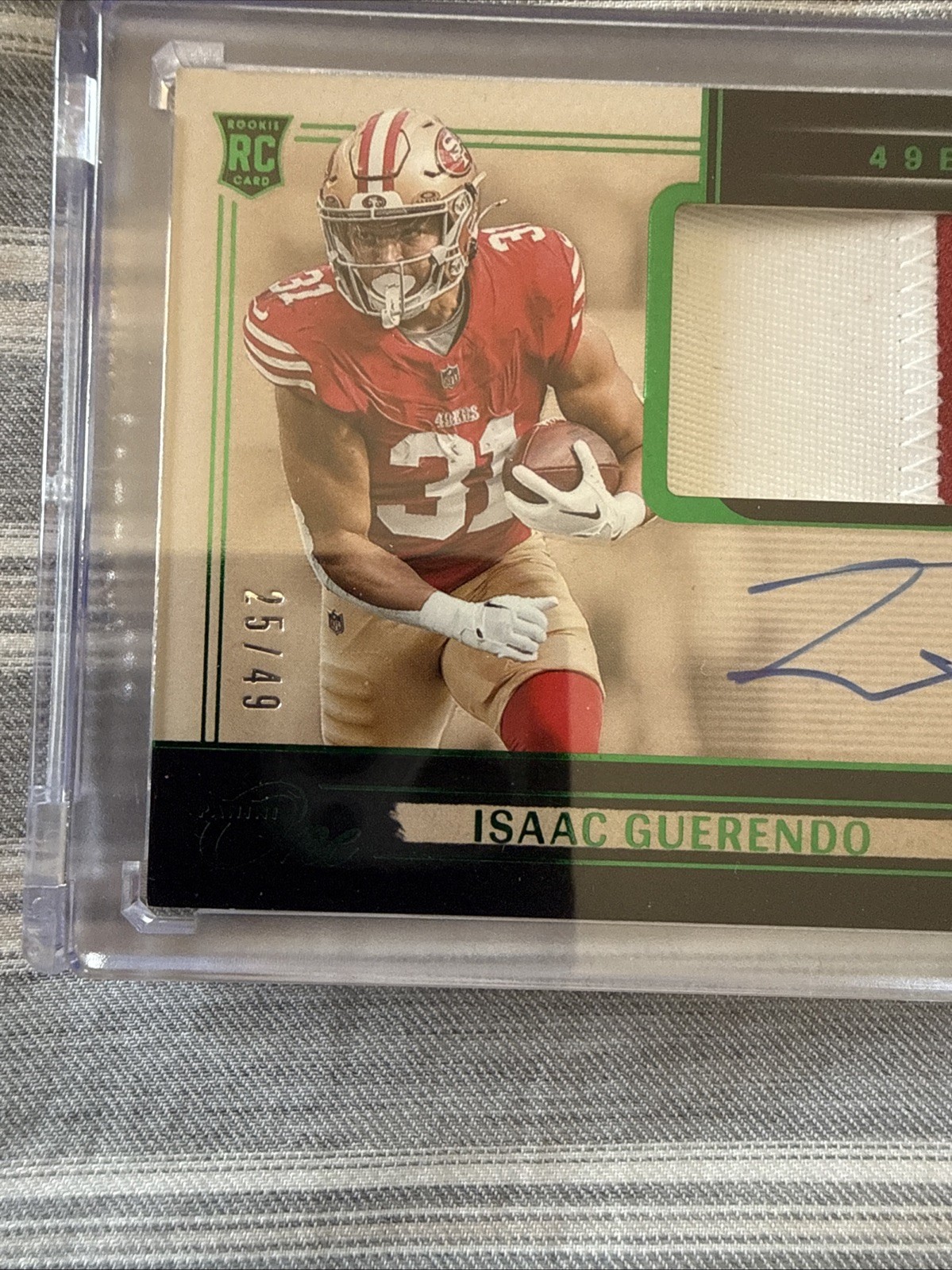 2024 Panini One Isaac Guerendo Rookie Patch Auto /49 49ers RPA SF 49'ers view 2