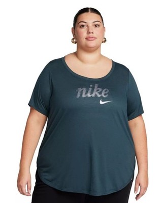 Nike Women's Plus Size Essential Tunic Logo Tee Graphic T-Shirt Top Green NWT
