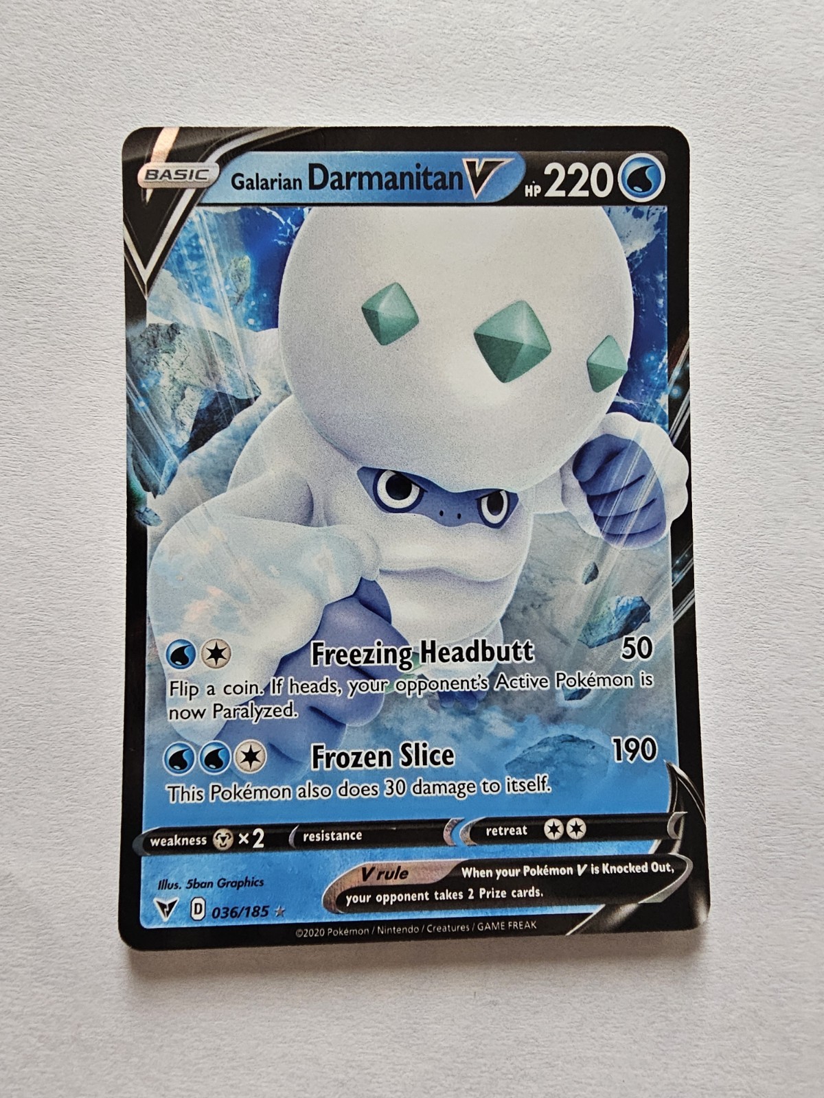 Galarian Darmanitan V Holo Pokemon Card 036/185 Swsh04: Vivid Voltage Near Mint