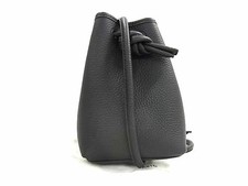 ASIC Asic Leder Kordelzug Crossbody Schultertasche Pochette Damen Schwarz