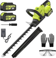 20" Cordless Electric Hedge Trimmer 20V 22000 RPM W/ Dual 5 Ah Li-ion Batteries