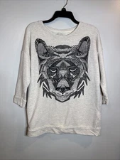 Zara Trafaluc TRF Graphic Women's Sm Animal Print 3/4 Length Sleeve Shirt