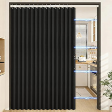Blackout Folding Door Curtain Magnetic Sliding Door for Closet Pleated Concertin
