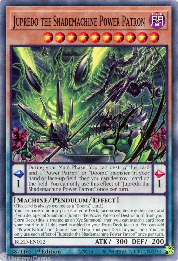 BLZD-EN012 Jupredo the Shademachine Power Patron : Common 1st Edition Mint YuGiO