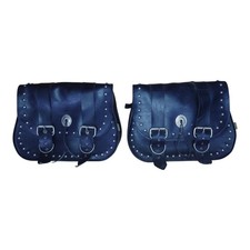 2 Motorrad Satteltaschen Seitentaschen Koffer Leder schwarz Chopper Harley