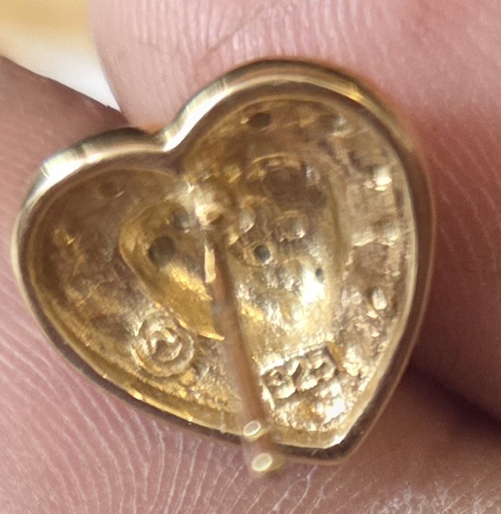 Solid 925 Sterling Silver Iced Heart Stud Earring… - image 5