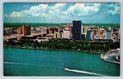 Vintage Miami Postcard Aerial View Bayfront Park Biscayne Blvd Magic City
