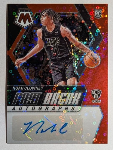 2023-24 PANINI MOSAIC NOAH CLOWNEY ROOKIE AUTO RED FAST BREAK #FB-CWY #13/49