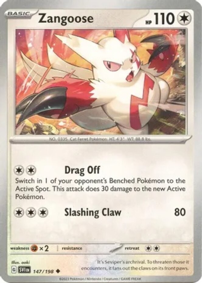 Zangoose - 147/198 - Uncommon - Near Mint - Scarlet & Violet - Base Set - Colorl