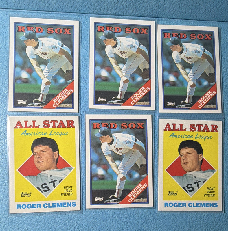 Topps 1988 Roger Clemens HOF Red Sox 6-Card Lot All-Star AL Leaders #340 391 394