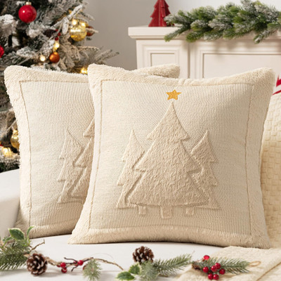 Christmas Trees Pillow Covers Set of 2 Decorative Soft Throw Pillows Plush Faux