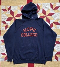 Vintage 80s Champion Hoodie Sweatshirt Hope College Size Large Sportswear AS IS