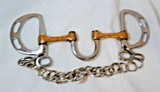 English Horse Kimberwick Correction Snaffle Bit w/Stainless Curb Chain - New