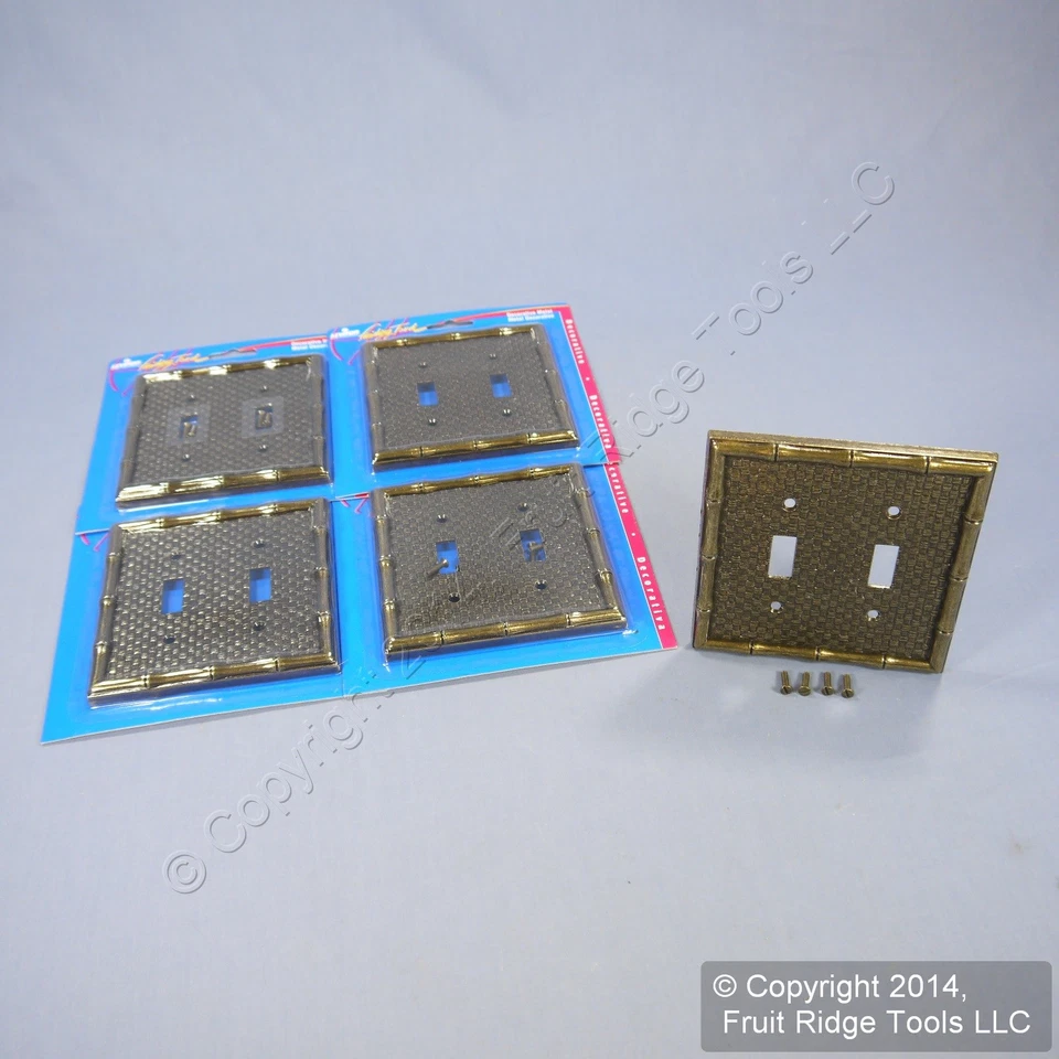 5 антикварных латунных бамбуковых настенных пластин переключателя Leviton Tiki 89609 - Изображение 2 из 4