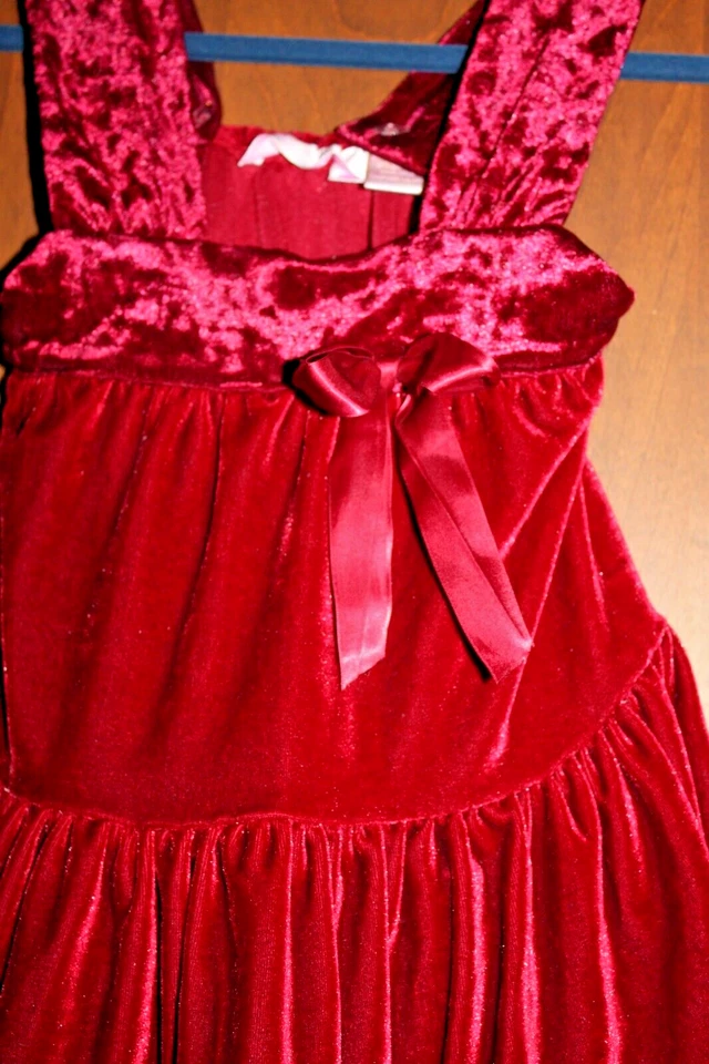 VESTIDO/JERSEY SIN MANGAS BORGOÑA TERCIOPELO DE VACACIONES TALLA 6 de GREGGY GIRL - NUEVO Foto 2 de 2