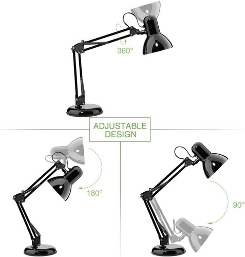 LAMPADA DA TAVOLO ESTETISTA 60W SNODABILE E ORIENTABILE E27 CON MORSETTO O BASE - Foto 3 di 7