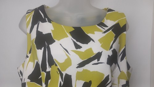 Ronni Nicole Dress Sz 12 Cold Shoulder Sleeveless Zip Green Black White - Picture 3 of 10