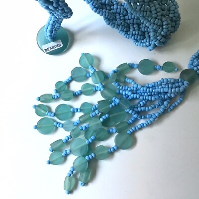Seed Beaded Belt Woven Indonesia Boho Handmade Turquoise  display picture 3