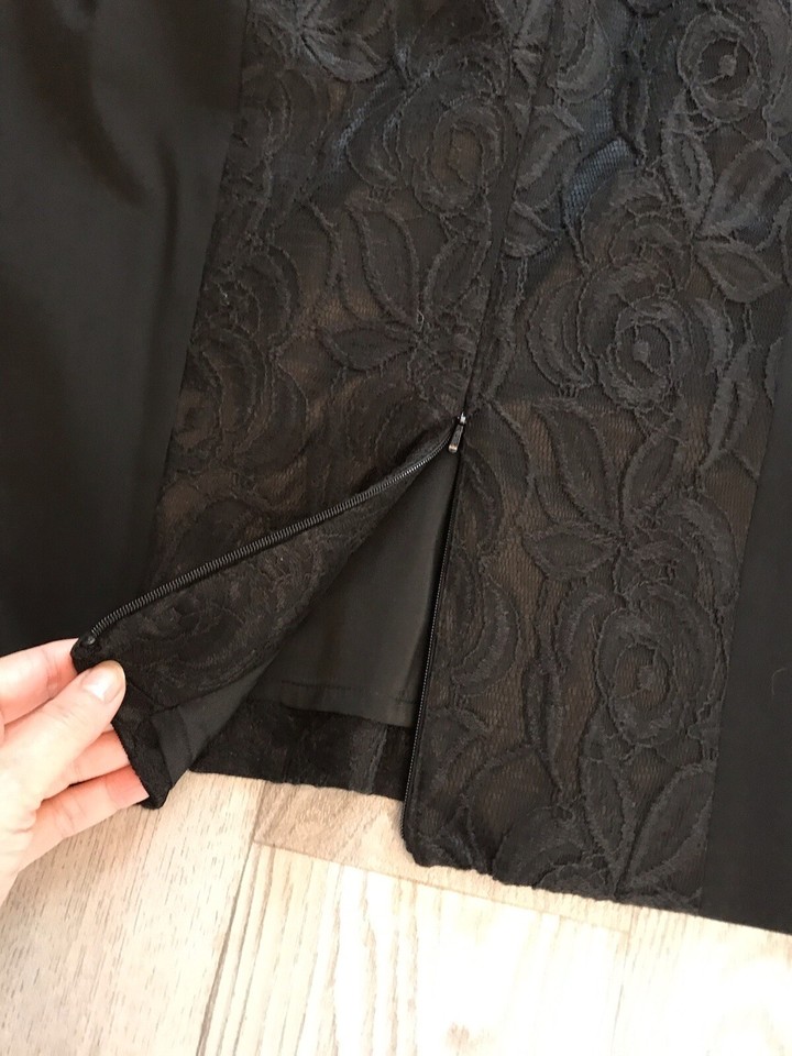 Coast Ladies Sleeveless Bodycon Dress, Size 16, Black With Lace Panelling eBay