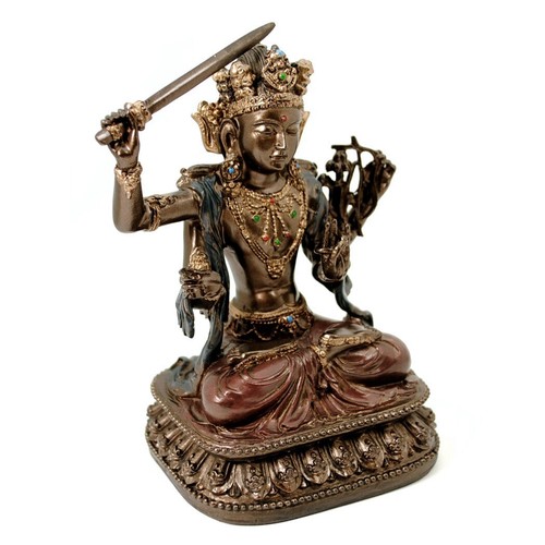 "ESTATUA MANJUSHRI 5,25" Bodhisattva Budista de Sabiduría Trascendente Buda de Resina - Imagen 2 de 7