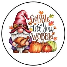 GOBBLE TIL YOU WOBBLE THANKSGIVING GNOME ENVELOPE SEALS LABELS STICKERS FAVORS
