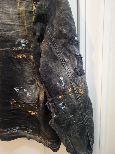 Jordan Craig Legacy Edition Black Denim Jacket Large - Paint Splatter Style - Picture 13 of 14